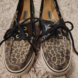 Sperry Women's Leopard Print Loafers - Black and Tan